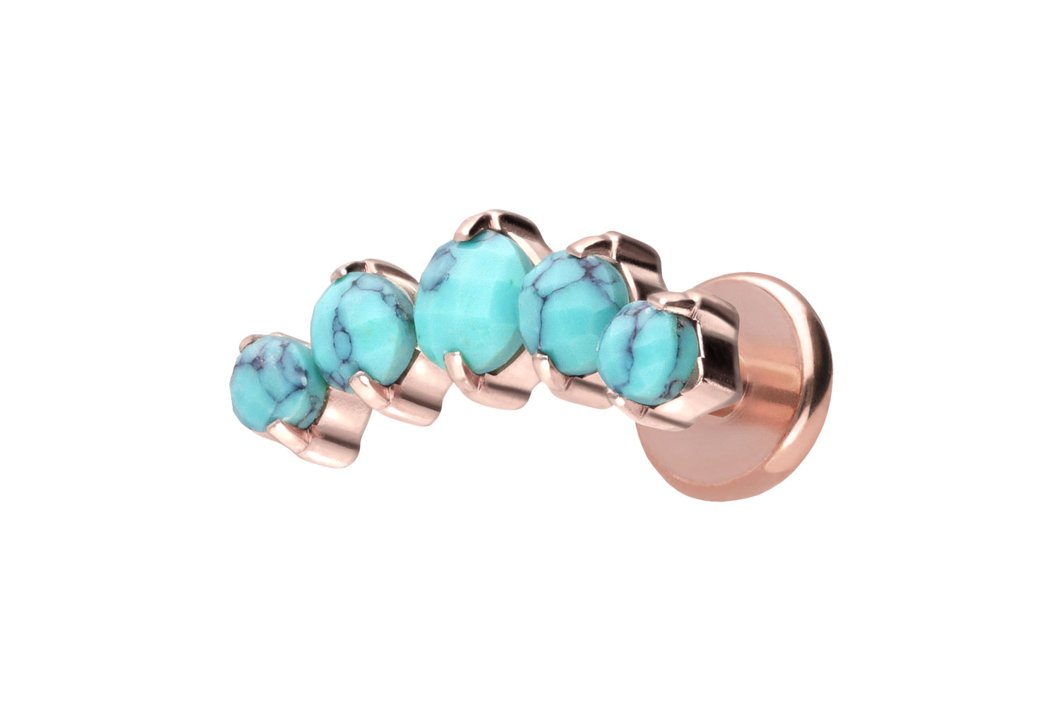 Titan Labret Piercing mit Push Fit 5 SYNTHETISCHE TÜRKISE